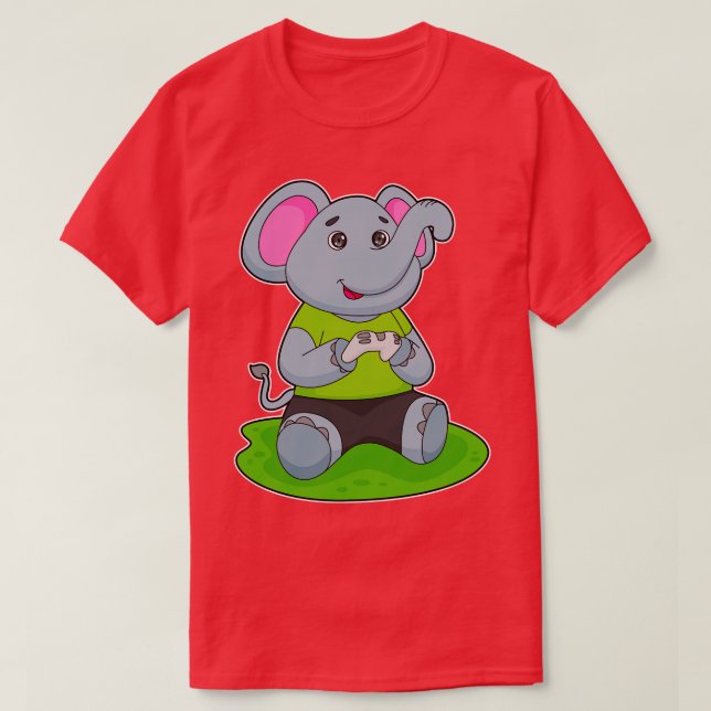 Elephant as Gamer T-Shirt (Design Front)