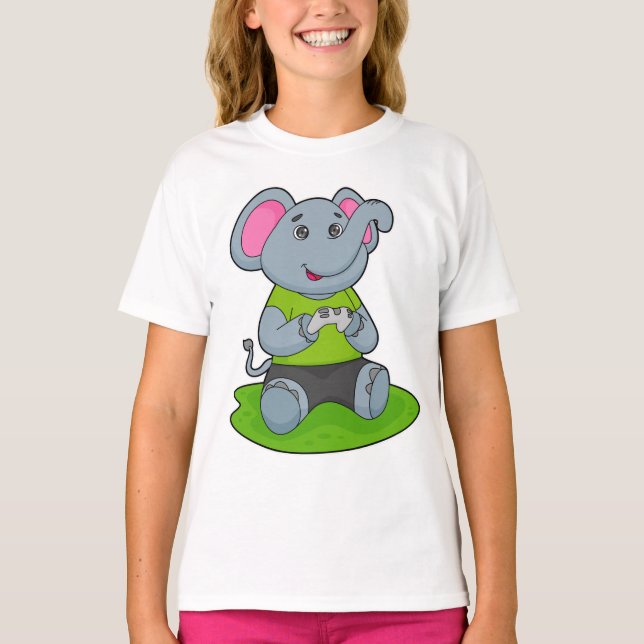 Elephant as Gamer T-Shirt (Front)