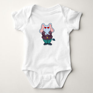 Elephant as Groom with Suit.PNG Baby Bodysuit