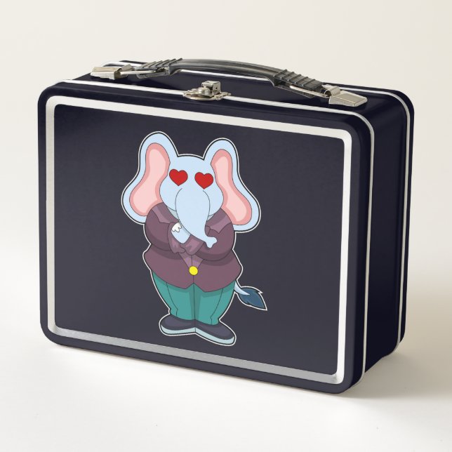 Elephant as Groom with Suit.PNG Metal Lunch Box (Front)