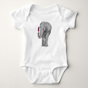 Elephant as Hairdresser with Comb Baby Bodysuit