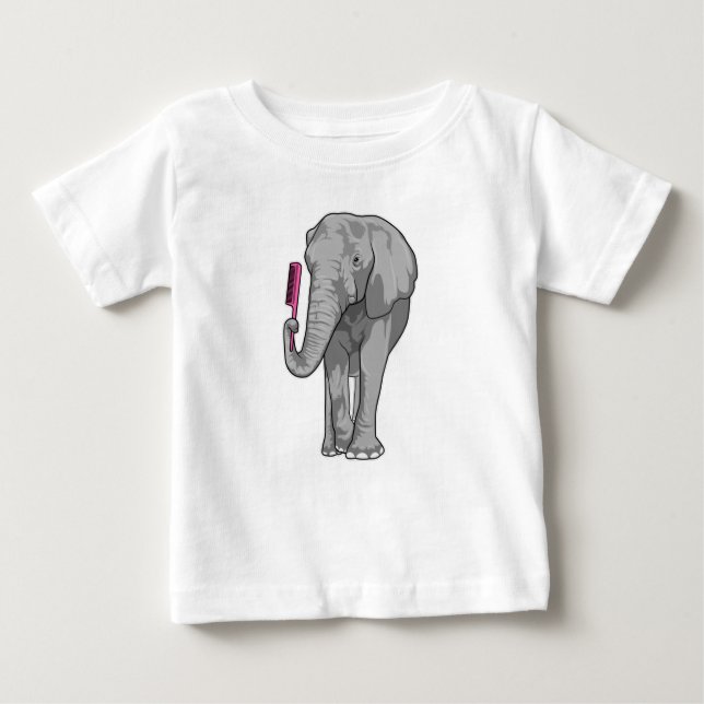 Elephant as Hairdresser with Comb Baby T-Shirt (Front)