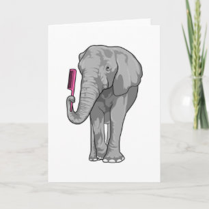 Elephant as Hairdresser with Comb Card