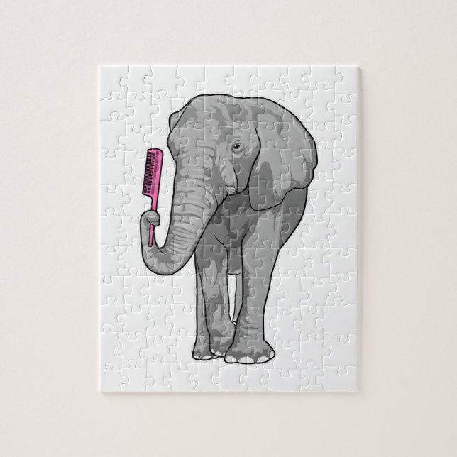 Elephant as Hairdresser with Comb Jigsaw Puzzle (Vertical)
