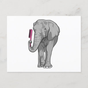 Elephant as Hairdresser with Comb Postcard