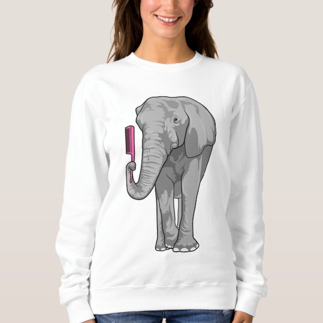 Elephant as Hairdresser with Comb Sweatshirt (Front)