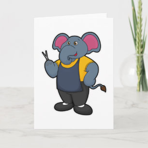 Elephant as Hairdresser with Scissors Card