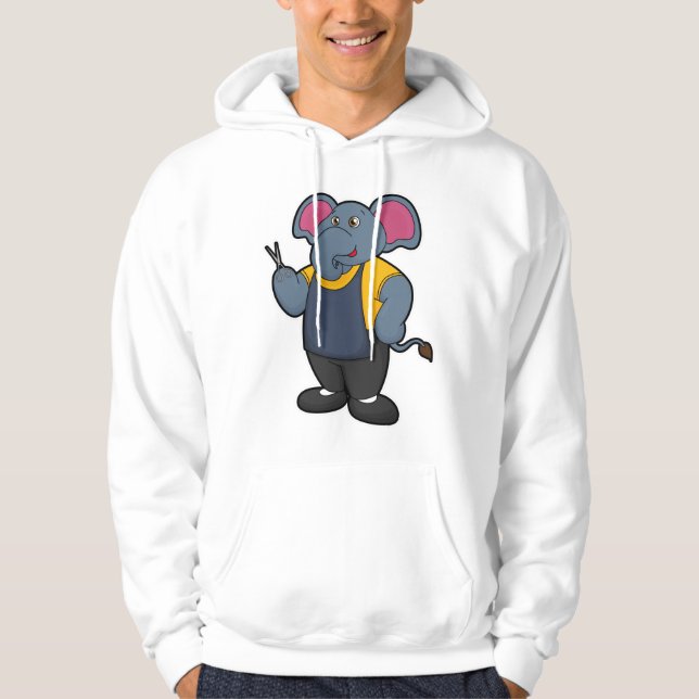 Elephant as Hairdresser with Scissors Hoodie (Front)