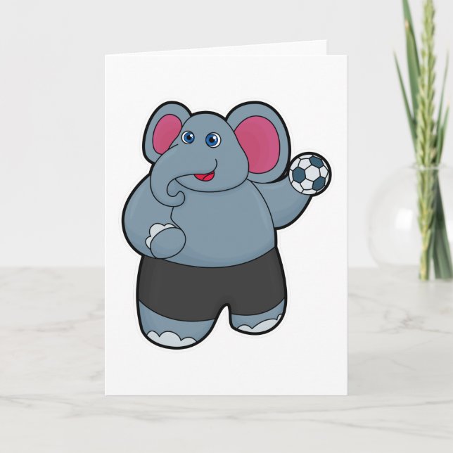 Elephant as Handball player with Handball ball Card (Front)