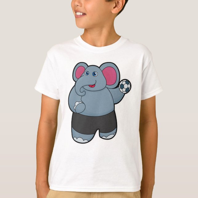 Elephant as Handball player with Handball ball T-Shirt (Front)