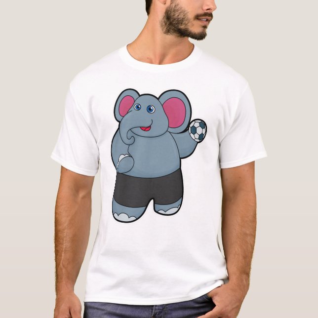 Elephant as Handball player with Handball ball T-Shirt (Front)