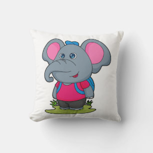 Elephant as Hiker with Backpack Cushion