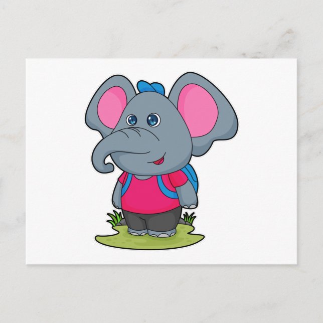 Elephant as Hiker with Backpack Postcard (Front)