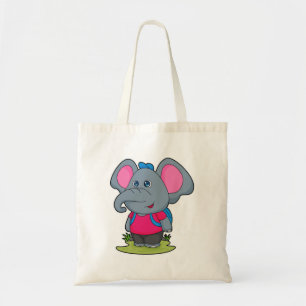 Elephant as Hiker with Backpack Tote Bag