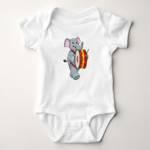 Elephant as Musician with Drum Baby Bodysuit