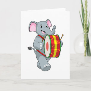 Elephant as Musician with Drum Card