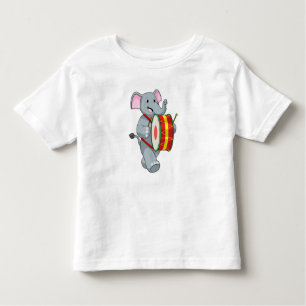 Elephant as Musician with Drum Toddler T-Shirt