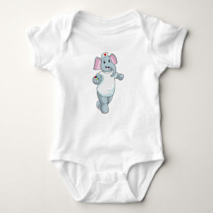 Elephant as Nurse with Medicine Baby Bodysuit