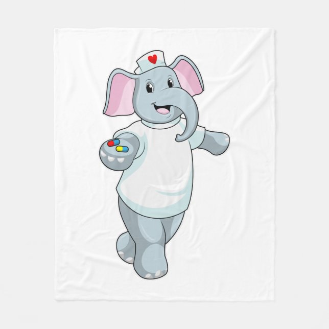 Elephant as Nurse with Medicine Fleece Blanket (Front)