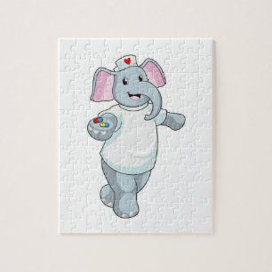 Elephant as Nurse with Medicine Jigsaw Puzzle