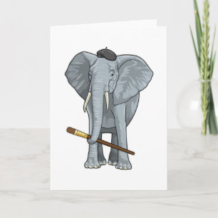 Elephant as Painter with Paint brush Card