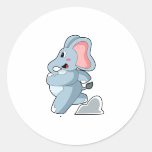 Elephant as Runner Classic Round Sticker