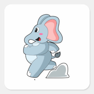 Elephant as Runner Square Sticker
