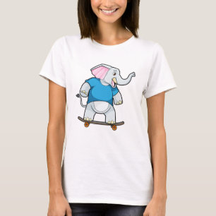 Elephant as Skater with Skateboard T-Shirt