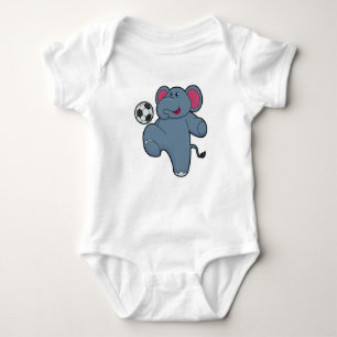 Elephant as Soccer player with Soccer ball Baby Bodysuit