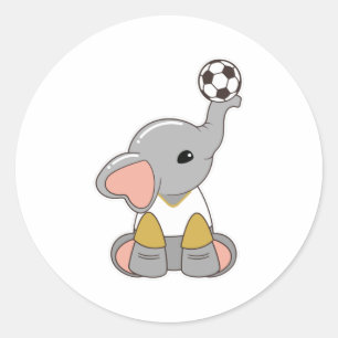 Elephant as Soccer player with Soccer ball Classic Round Sticker