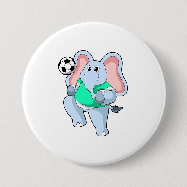 Elephant as Soccer player with Soccer.PNG 7.5 Cm Round Badge (Front)