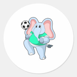 Elephant as Soccer player with Soccer.PNG Classic Round Sticker