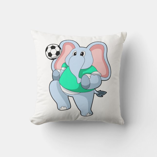 Elephant as Soccer player with Soccer.PNG Cushion (Front)