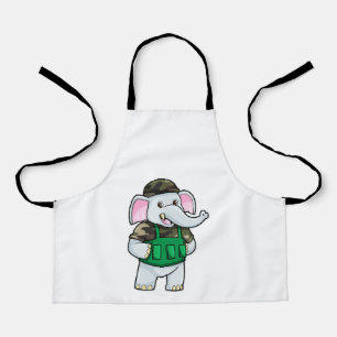 Elephant as Soldier with Uniform & Helmet Apron