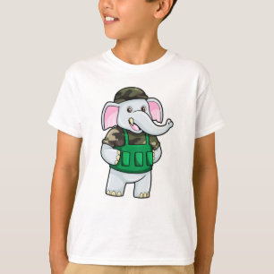 Elephant as Soldier with Uniform & Helmet T-Shirt