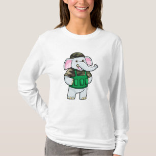 Elephant as Soldier with Uniform & Helmet T-Shirt