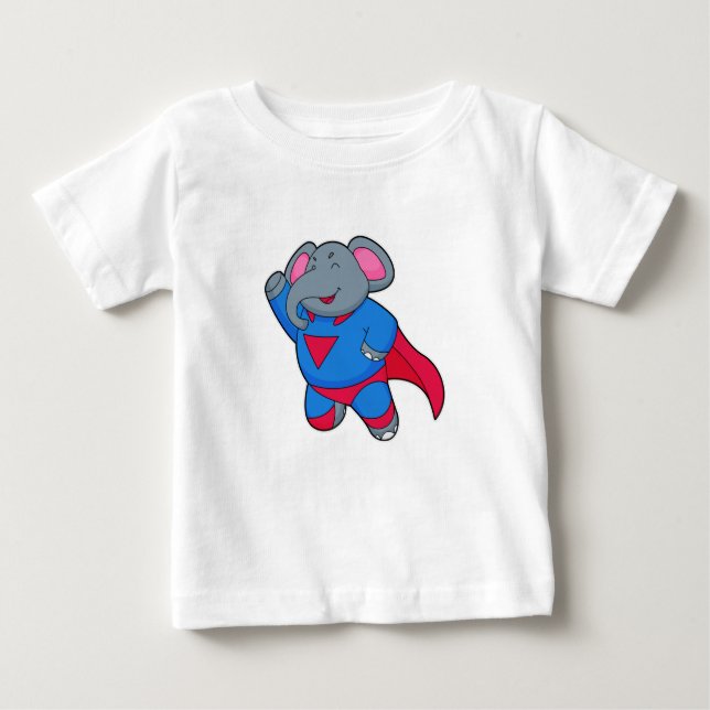 Elephant as Superhero Baby T-Shirt (Front)