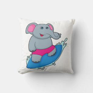 Elephant as Surfer with Surfboard Cushion