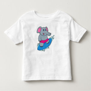 Elephant as Surfer with Surfboard Toddler T-Shirt