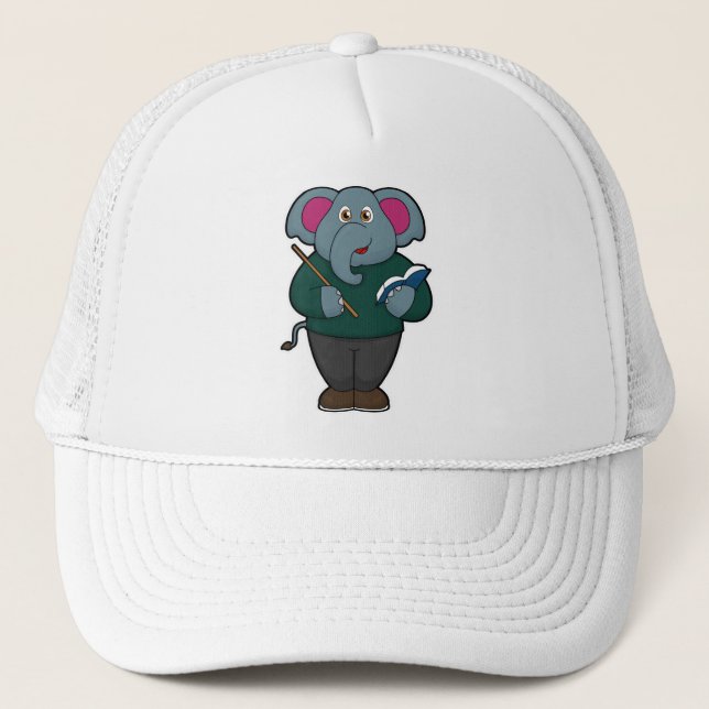 Elephant as Teacher with Book & Pointer Trucker Hat (Front)