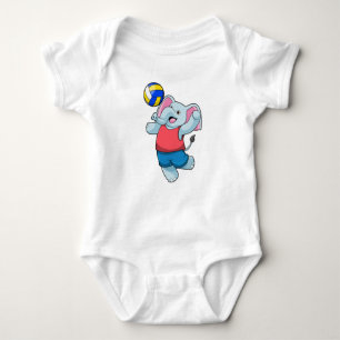 Elephant as Volleyball player with Volleyball Baby Bodysuit