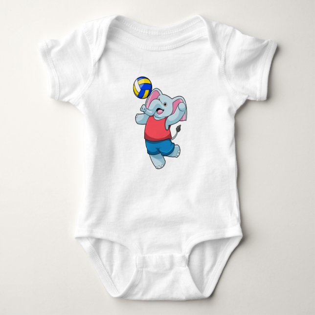 Elephant as Volleyball player with Volleyball Baby Bodysuit (Front)