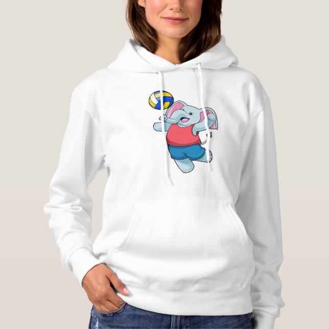 Elephant as Volleyball player with Volleyball Hoodie (Front)