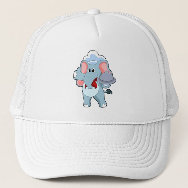 Elephant as Waiter with Platter Trucker Hat (Front)