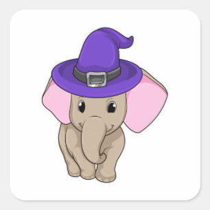 Elephant as Wizard Square Sticker