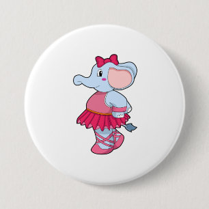 Elephant at Ballet with Skirt 7.5 Cm Round Badge