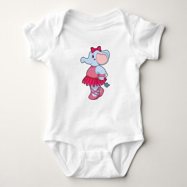 Elephant at Ballet with Skirt Baby Bodysuit (Front)