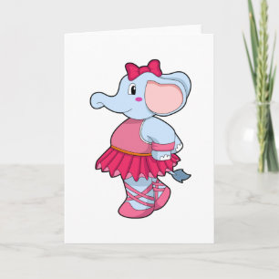 Elephant at Ballet with Skirt Card