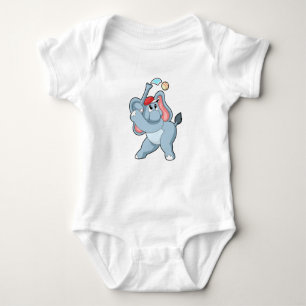 Elephant at Baseball Baby Bodysuit