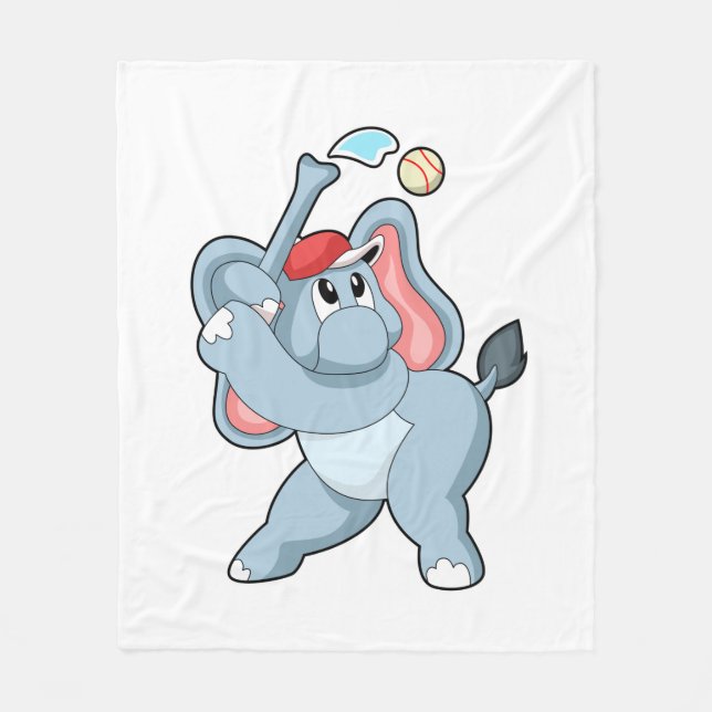 Elephant at Baseball Fleece Blanket (Front)